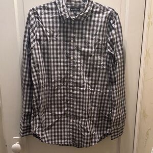 J. Crew Olive Green and Light Blue Checkered Button Down Shirt